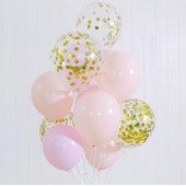 Ten Balloons in Peach, Pink and Gold 