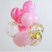 Ten Balloons in Pink and Gold 